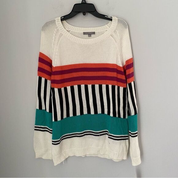 NY Collection Sweaters - NY Collection Women’s Crew Neck Geometric Knit Color Block Sweater size XL